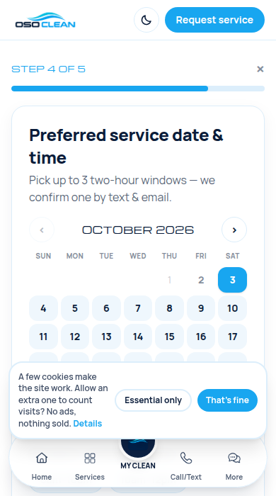 Screenshot: Pick a day on the calendar