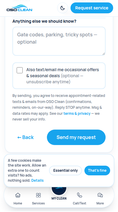 Screenshot: Check it over and send